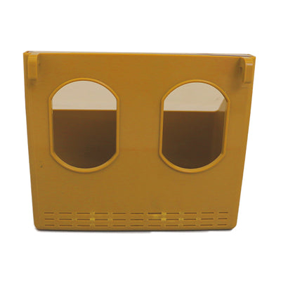 Comedero de 2 orificio en ABS para jaulas con tapa transponible - PECFARM